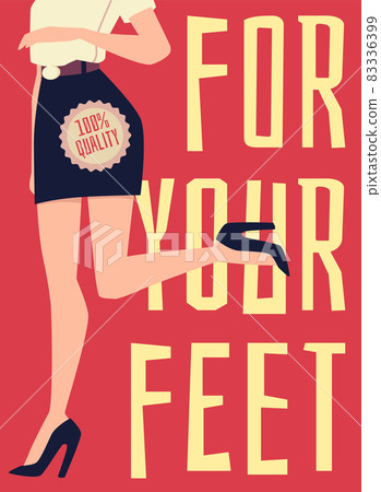 Footwear store vector poster with women wearing high heels Footwear store vector poster with women wearing high heels 83336399