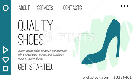 Shoes selling store web banner with heeled shoe, flat vector illustration. Shoes selling store web banner with heeled shoe, flat vector illustration. 83336401