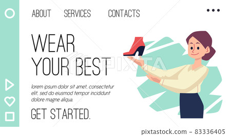 Website for footwear store and online shoes shop, flat vector illustration. Website for footwear store and online shoes shop, flat vector illustration. 83336405