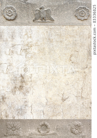 Retro background with ancient carved roman ornament with eagle and flowers Retro background with ancient carved roman ornament with eagle and flowers 83336825