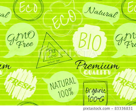 Paper background in retro style with letterings for eco food shops. Eco and bio concept 83336831
