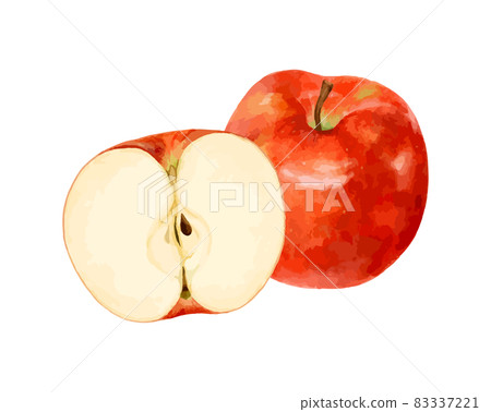 Watercolor vector illustration of cut apples 83337221