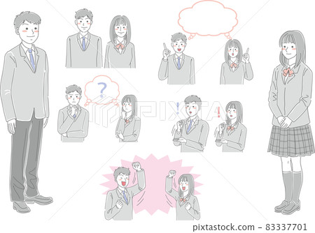 High school boys and girls_two-color style High school boys and girls_two-color style 83337701
