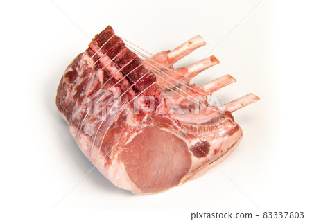 Pork ribs, Pork ribs with raw bone, Entrecote, Fresh and raw meats. Organic food, Meat with spices 83337803