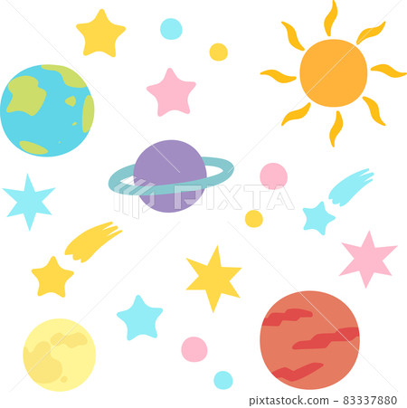 Illustration of decoration of stars and celestial bodies 83337880