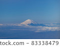 Mt. Fuji and the blue sky with snow that sticks out of the clouds 83338479