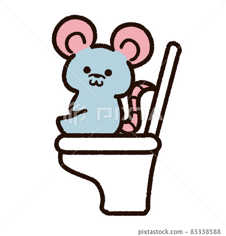 Mouse character sitting on the toilet 83338588