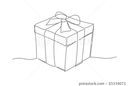 Present box. One line drawing. Vector present box in line style Present box. One line drawing. Vector present box in line style 83339071