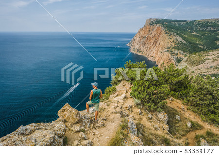 The beautiful view of Balaklava mountain coastline close to vasili beach. Black sea Crimea 83339177