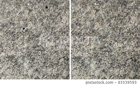 Before and after. Repair two holes on a gray granite wall Before and after. Repair two holes on a gray granite wall 83339593