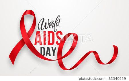 December 1 is World AIDS Day. A realistic red ribbon against AIDS. Hiv Prevention Month. Vector illustration 83340639