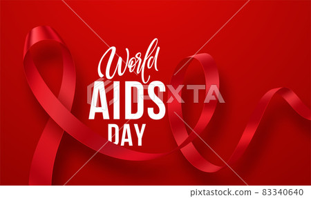 December 1 is World AIDS Day. A realistic red ribbon against AIDS. Hiv Prevention Month. Vector illustration 83340640