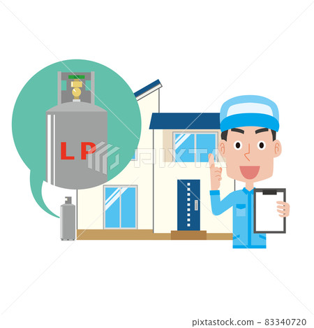 檢查丙烷氣體的男性工作者 檢查丙烷氣體的男性工作者 83340720