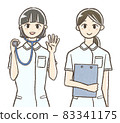 A nurse with a stethoscope and a nurse with a medical record 83341175