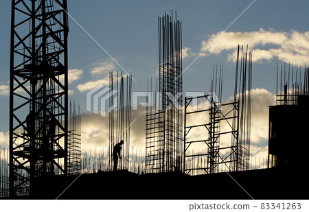 silhouette of construction worker 83341263