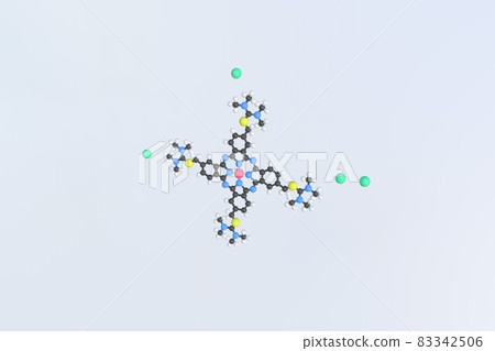 Molecule of alcian blue, isolated molecular model. 3D rendering 83342506