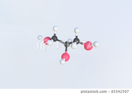 Glycerol molecule made with balls, scientific molecular model. 3D rendering Glycerol molecule made with balls, scientific molecular model. 3D rendering 83342507