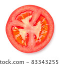 Tomato Slice Isolated Over White Background 83343255