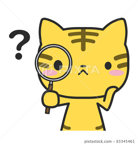 Upper body tiger looking with magnifying glass Upper body tiger looking with magnifying glass 83345461