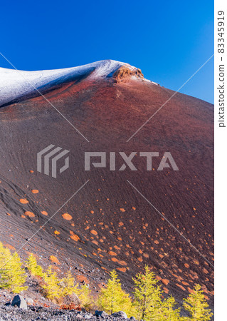 (Shizuoka Prefecture) Mt. Fuji, covered with snow on Mt. Hoei 83345919