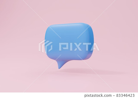 Chat bubble symbol 3D render. Communication symbol illustration with copy space. Speech ballon for message. 83346423