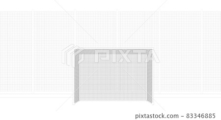 The contour of a football goal and a fence made of black lines isolated on a white background. Vector illustration The contour of a football goal and a fence made of black lines isolated on a white background. Vector illustration 83346885