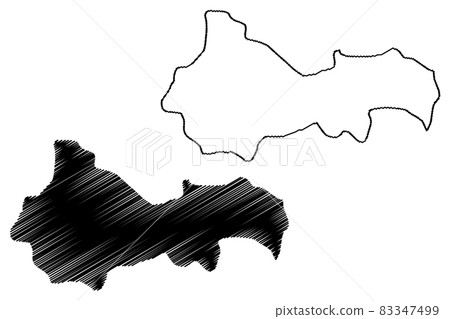 Kratovo Municipality (Republic of North Macedonia, Northeastern Region) map vector illustration, scribble sketch Kratovo map 83347499