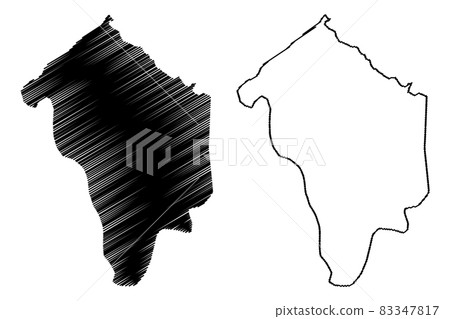 Makedonska Kamenica Municipality (Republic of North Macedonia, Eastern Statistical Region) map vector illustration, scribble sketch Makedonska Kamenica map 83347817
