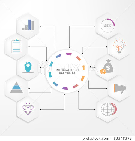 Business data visualization. Process chart. Abstract elements of graph, diagram with steps, options, parts or processes. Infographic Elements. 83348372