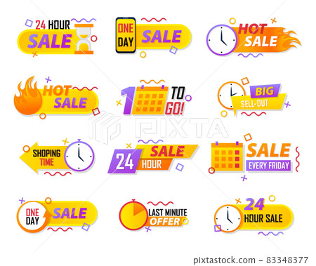 Countdown banners. Limited special offer stickers. Count days and hours until end of promotion. Sale countdown badges. Vector illustration EPS10 83348377