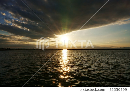 Autumn evening view from the coast 83350599