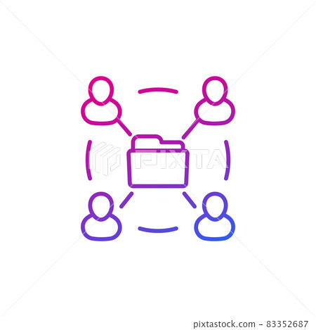shared folder, remote work line icon on white 83352687