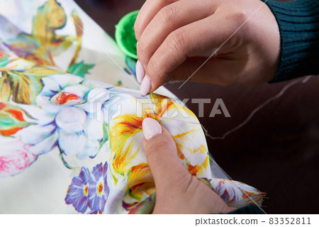 seamstress tailor using beads decorating dress in atelier seamstress tailor using beads decorating dress in atelier 83352811