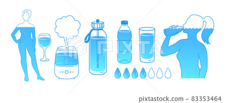 Vector set of water balance illustrations Vector set of water balance illustrations 83353464