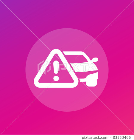 car and warning sign, vector icon car and warning sign, vector icon 83353466