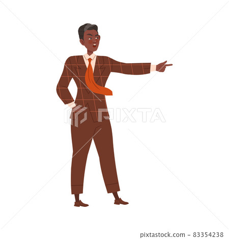 Furious boss character yelling and pointing with his finger vector illustration 83354238