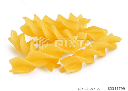 raw Fusilli pasta, isolated on white background with clipping path and full depth of field raw Fusilli pasta, isolated on white background with clipping path and full depth of field 83355799