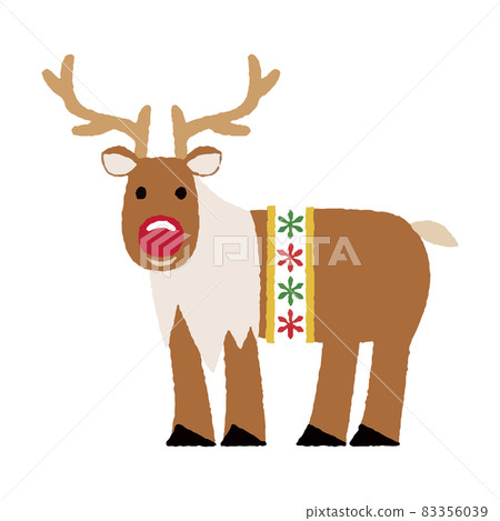 Christmas_red 鼻子 reindeer_crayon touch 83356039