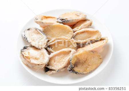 Abalone (domestic Ezo abalone) Peeled meat. (White background) Abalone (domestic Ezo abalone) Peeled meat. (White background) 83356251