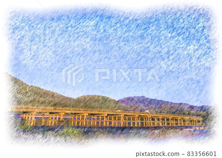 Kyoto Arashiyama Togetsu Bridge sketch Kyoto Arashiyama Togetsu Bridge sketch 83356601