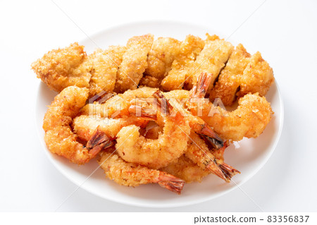Assorted 2 kinds of fried food. Chicken cutlet and fried shrimp. Assorted 2 kinds of fried food. Chicken cutlet and fried shrimp. 83356837