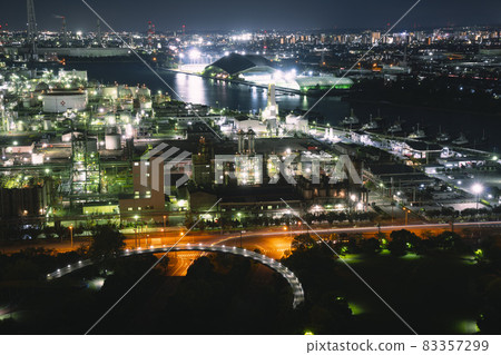 Yokkaichi Complex Factory Night View Seaside Industrial Zone Illuminations Lighting 83357299