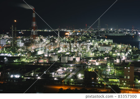 Yokkaichi Complex Factory Night View Seaside Industrial Zone Illuminations Lighting 83357300