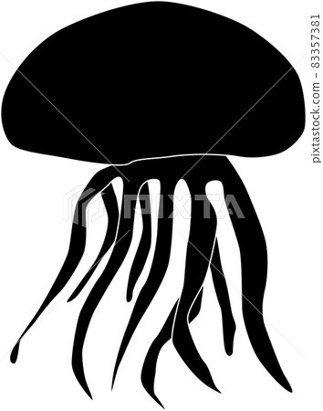 Floating simple jellyfish silhouette Floating simple jellyfish silhouette 83357381