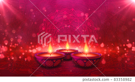 Rotating Rangoli Whit Particle Happy Diwali Holiday Events And Oil Lamp with Bokeh Abstract Background. 3d rendering Rotating Rangoli Whit Particle Happy Diwali Holiday Events And Oil Lamp with Bokeh Abstract Background. 3d rendering 83358982