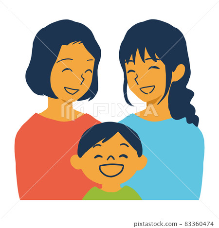 一個微笑的同性伴侶和一個男孩家庭的插圖 83360474