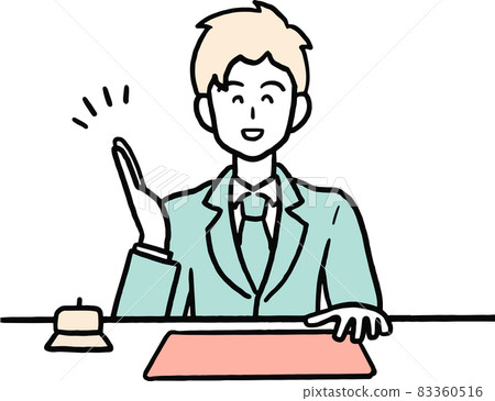 Illustration of a smiling hotel receptionist man 83360516