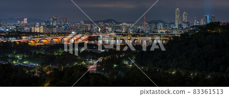 Seoul night cityscape panoramic view, South Korea travel 83361513