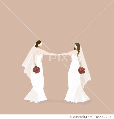Same-sex couple (female) holding hands, wedding, wedding, frame, heart, lesbian A Same-sex couple (female) holding hands, wedding, wedding, frame, heart, lesbian A 83362797