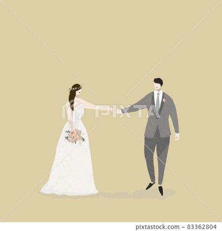 Bride and groom holding hands, wedding, wedding, bridal, couple, wedding dress, wedding, A 83362804